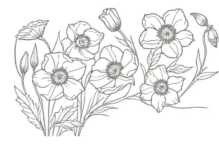 poppies and daffodils band tattoo tattoo design idea