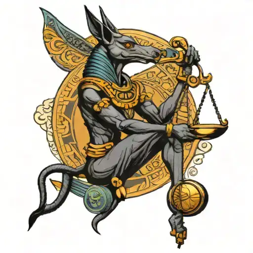 Anubis holding a scale tattoo design idea
