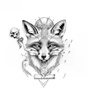 FOX WITH SKULL AND CIGARETE tattoo design idea