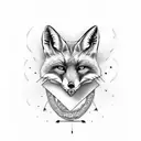 FOX WITH SKULL AND CIGARETE tattoo design idea