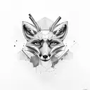 FOX WITH SKULL AND CIGARETE tattoo design idea