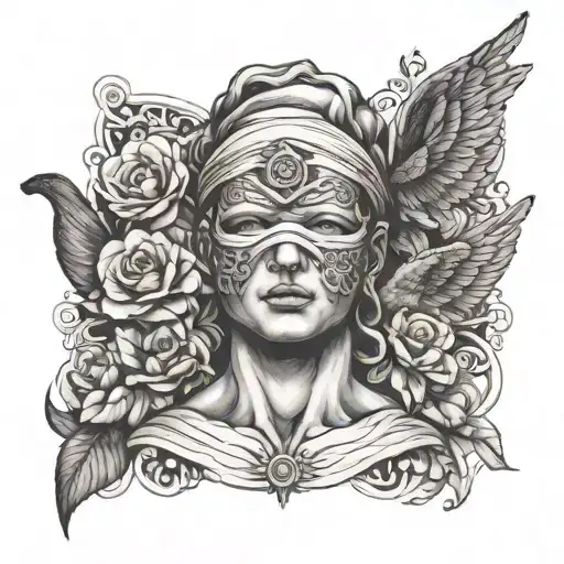 blindfolded statue tattoo design idea