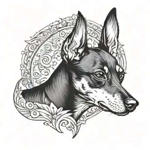 miniature pinscher dog tattoo design idea