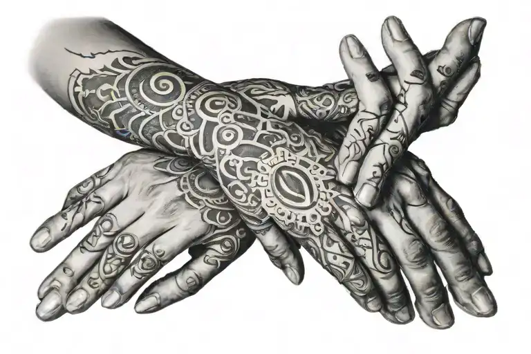 Blackout tattoo of hands tattoo design idea