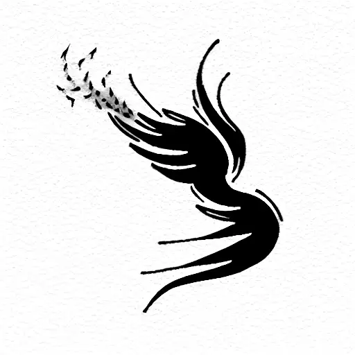 Phoenix with smoke or gire tattoo design idea