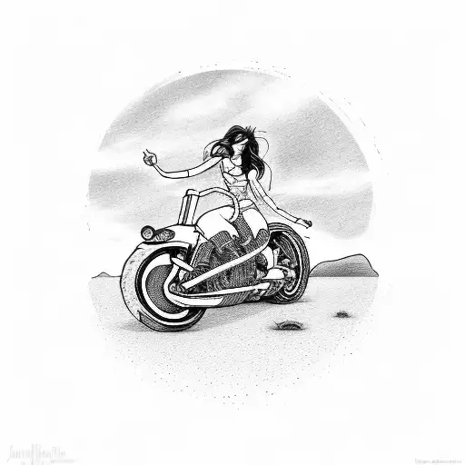 hot girl riding a motorcycle tattoo design idea