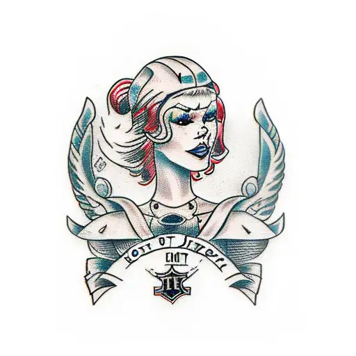 hot girl on a harley davidson tattoo design idea