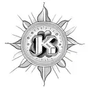 sun with the letter K in the middle tattoo design idea