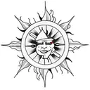sun with the letter K in the middle tattoo design idea
