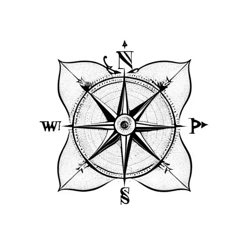 compass with 6 arrows tattoo design idea