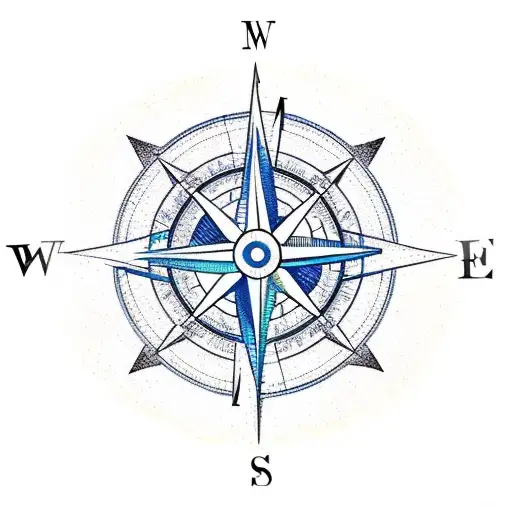 compass with six arrows tattoo design idea