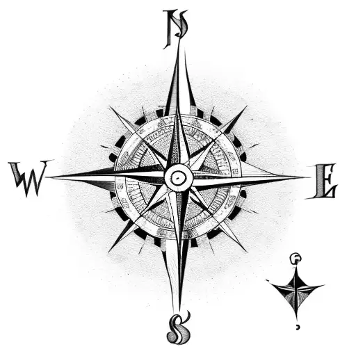 compass with 6 arrows tattoo design idea