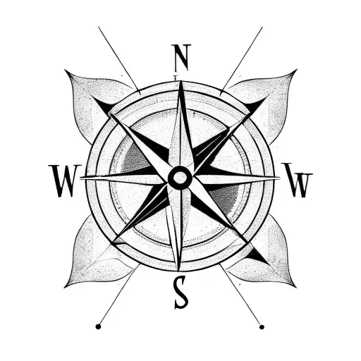compass with six arrows tattoo design idea