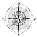 compass with six arrows tattoo design idea