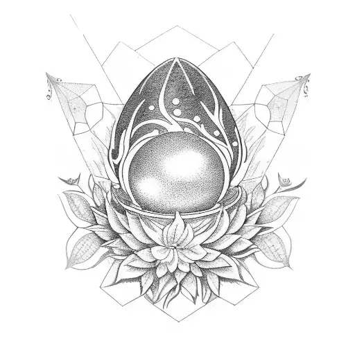 crystal ball with dead flowers  tattoo design idea