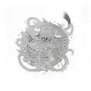 The Name Gambill with pocker chips and deck cards tattoo design idea