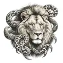 Lion and Rattlesnake  tattoo design idea