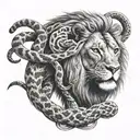 Lion and Rattlesnake  tattoo design idea