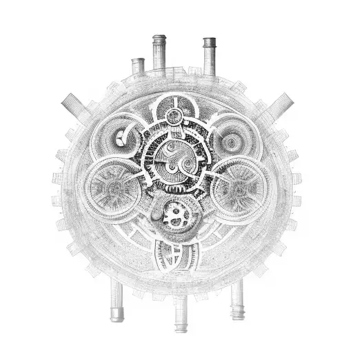 An abstract brain made up of interconnected gears and cogs, symbolizing the intricate workings of the mind. tattoo design idea