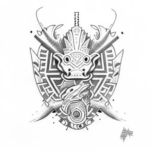  axolotl aztec armor tattoo design idea