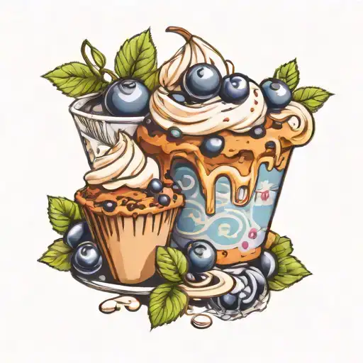 Supermac's blueberry muffin and icecream  tattoo design idea