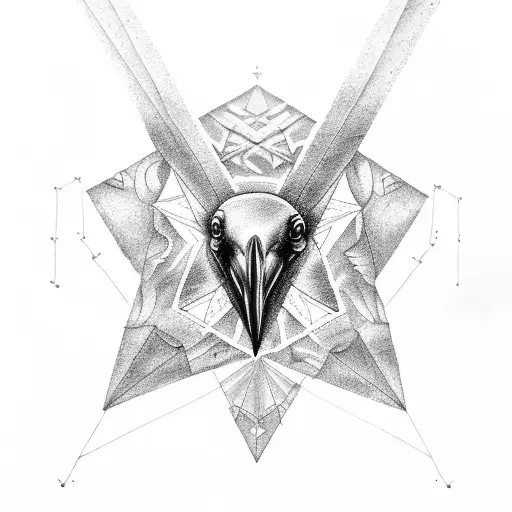 Raven with triangles  tattoo design idea
