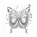 Butterflies with music notes tattoo design idea