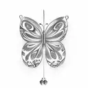 Butterflies with music notes tattoo design idea