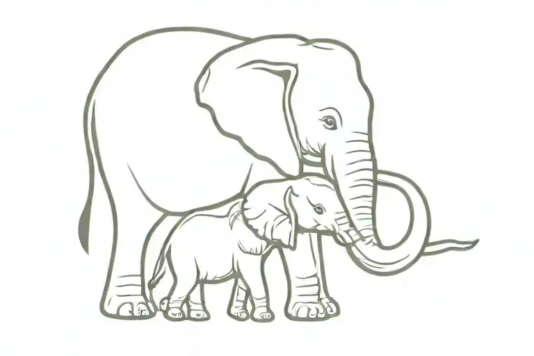 elephant with baby elephant tattoo design idea