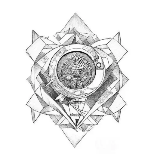 art, fairytale, adventure, puzzles, geometric, leg tattoo  tattoo design idea