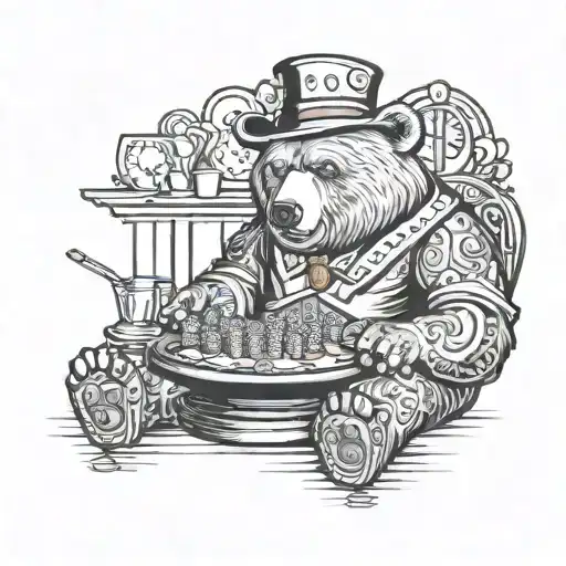 bear making a bet on the casino  tattoo design idea