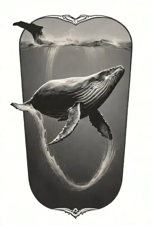 humpback whale jumping tattoo design idea