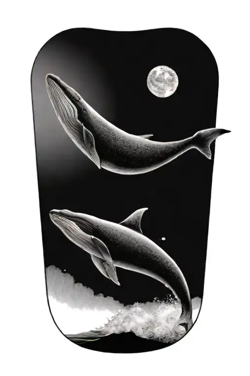 humpback whale jumping tattoo design idea
