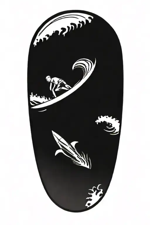 surfing barrell tattoo design idea