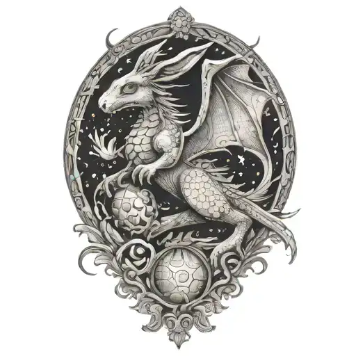 easter bunny riding dragon flying tattoo design idea