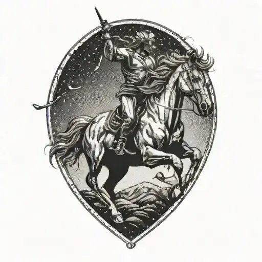 centaur halfman half horse jumping tattoo design idea