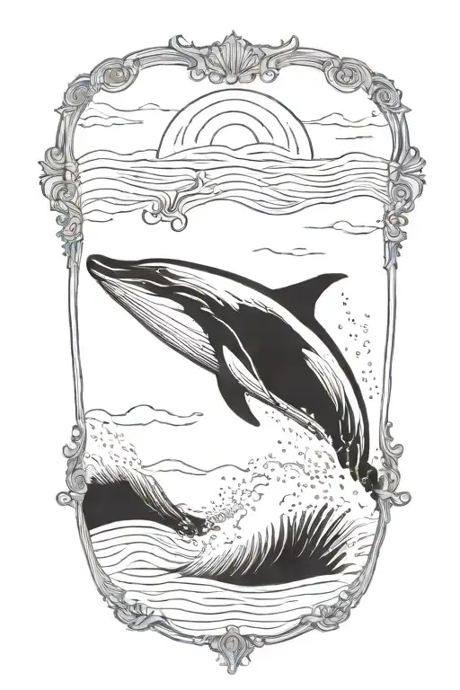 humpback whale jumping tattoo design idea