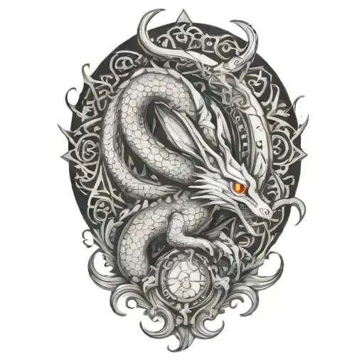 bugs bunny riding a dragon tattoo design idea