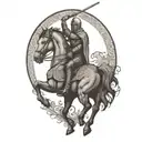 lancelot with wings riding horse tattoo design idea