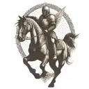 lancelot with wings riding horse tattoo design idea
