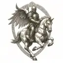 lancelot with wings riding horse tattoo design idea