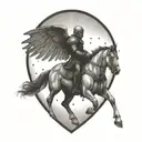 lancelot with wings riding horse tattoo design idea