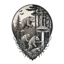 dancing bears and mushrooms Forest tattoo design idea