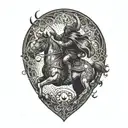 satan riding horse tattoo design idea