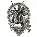 satan riding horse tattoo design idea