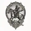 satan riding horse tattoo design idea
