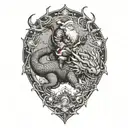 santa claus riding a dragon tattoo design idea