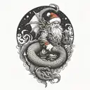 santa claus riding a dragon tattoo design idea