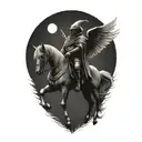 headless horseman with wings riding horse  tattoo design idea