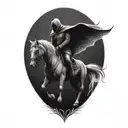 headless horseman with wings riding horse  tattoo design idea